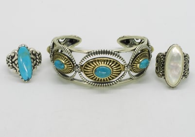 Carolyn Pollack 925 Rings & Cuff Bracelet
