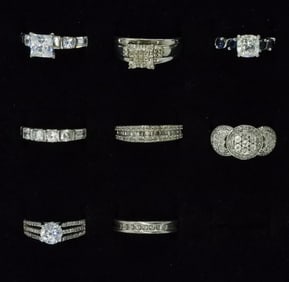 8 Sterling Rings, Diamond, Moissanite & More