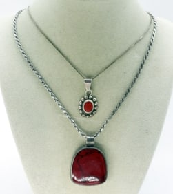 2 Red Jasper Sterling Necklaces
