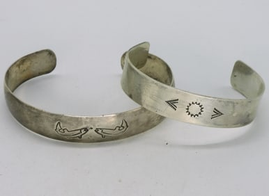 Two Vintage Sterling Cuff Bracelets