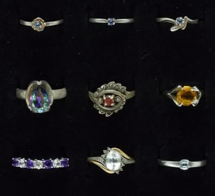 9 Sterling Gemstone Rings