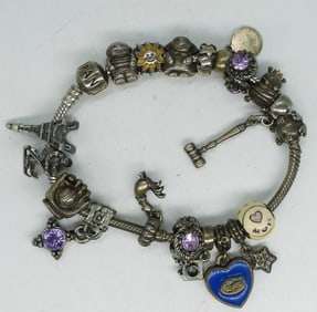 Pandora Sterling Bracelet with 19 Charms