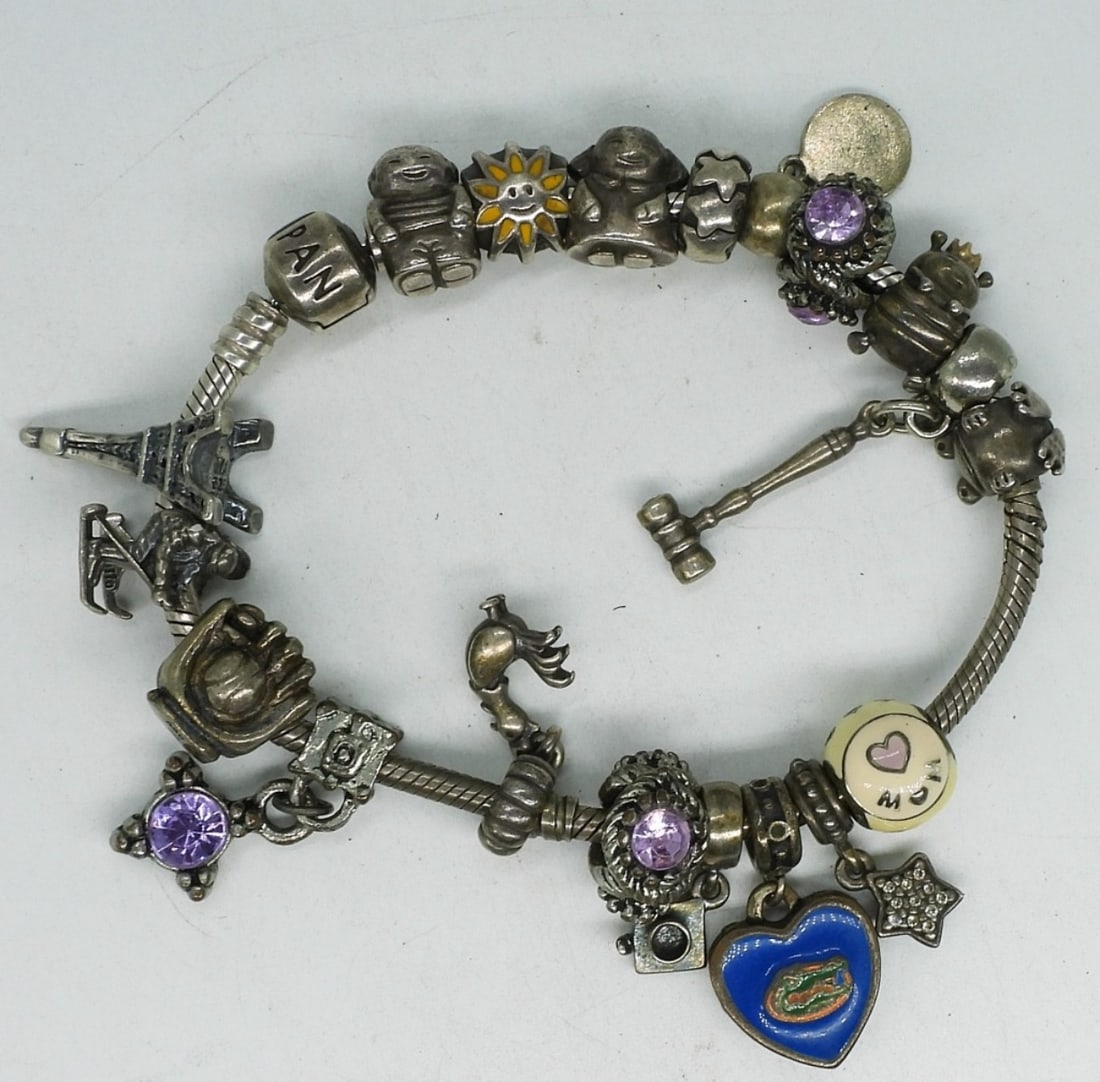 Pandora Sterling Bracelet with 19 Charms (1 of 3)