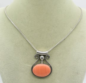 Spiny Oyster Gemstone Sterling Necklace