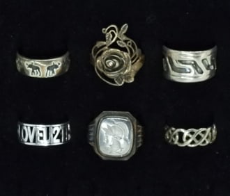 6 Sterling Fashion Rings