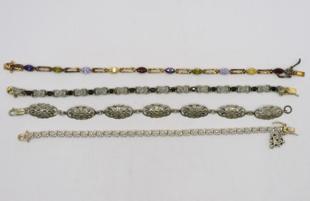 4 Sterling Gemstone Bracelets