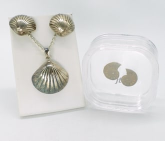 Matching Seashell 925 Set & Loose Ammonite