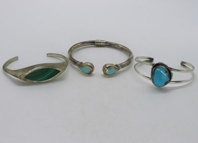 Stunning 925 Turquoise & Malachite Cuffs