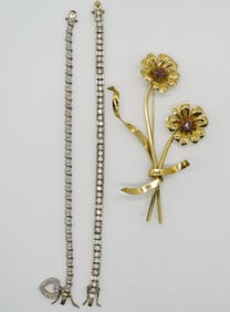 Gold Tone 925 Bracelets & Coro Brooch