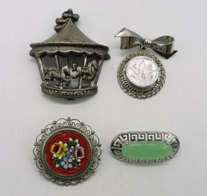 4 Sterling Vintage Brooches
