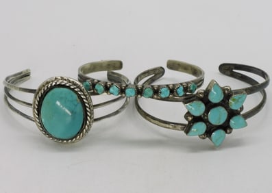 Taxco & Other Turquoise 925 Cuff Bracelets