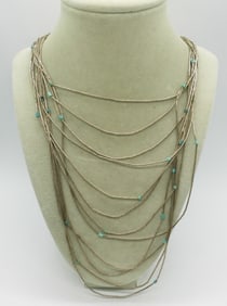 Liquid Sterling & Turquoise Bead Necklace