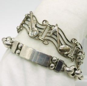 Two Sterling Fashion Bracelets