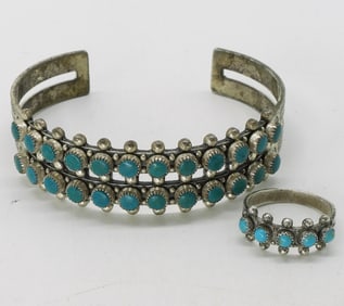 Turquoise Vintage Sterling Bracelet & Ring