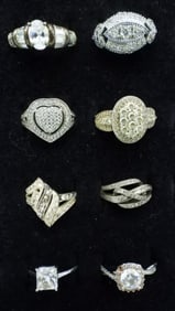 8 Sterling Bridal Style Fashion Rings