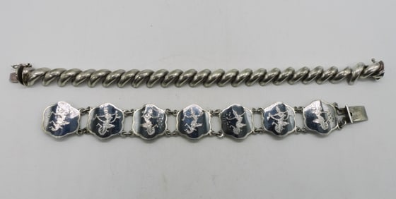 2 Sterling Bracelets, Siam & Other