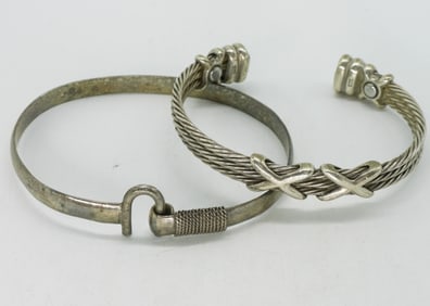 2 Sterling Bracelets, Cuff & Bangle