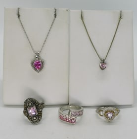 Pink Gemstone Sterling Rings & Necklaces