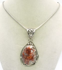 Crazy Lace Agate Sterling Necklace