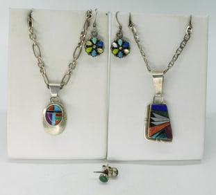 Turquoise & Inlaid Gemstone Necklaces 925