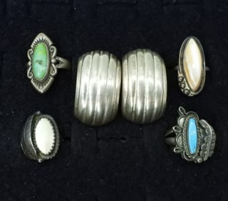 Turquoise & Mother of Pearl Rings & Earrings