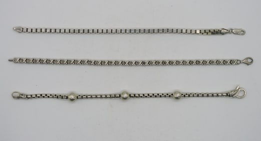3 Sterling Chain Bracelets