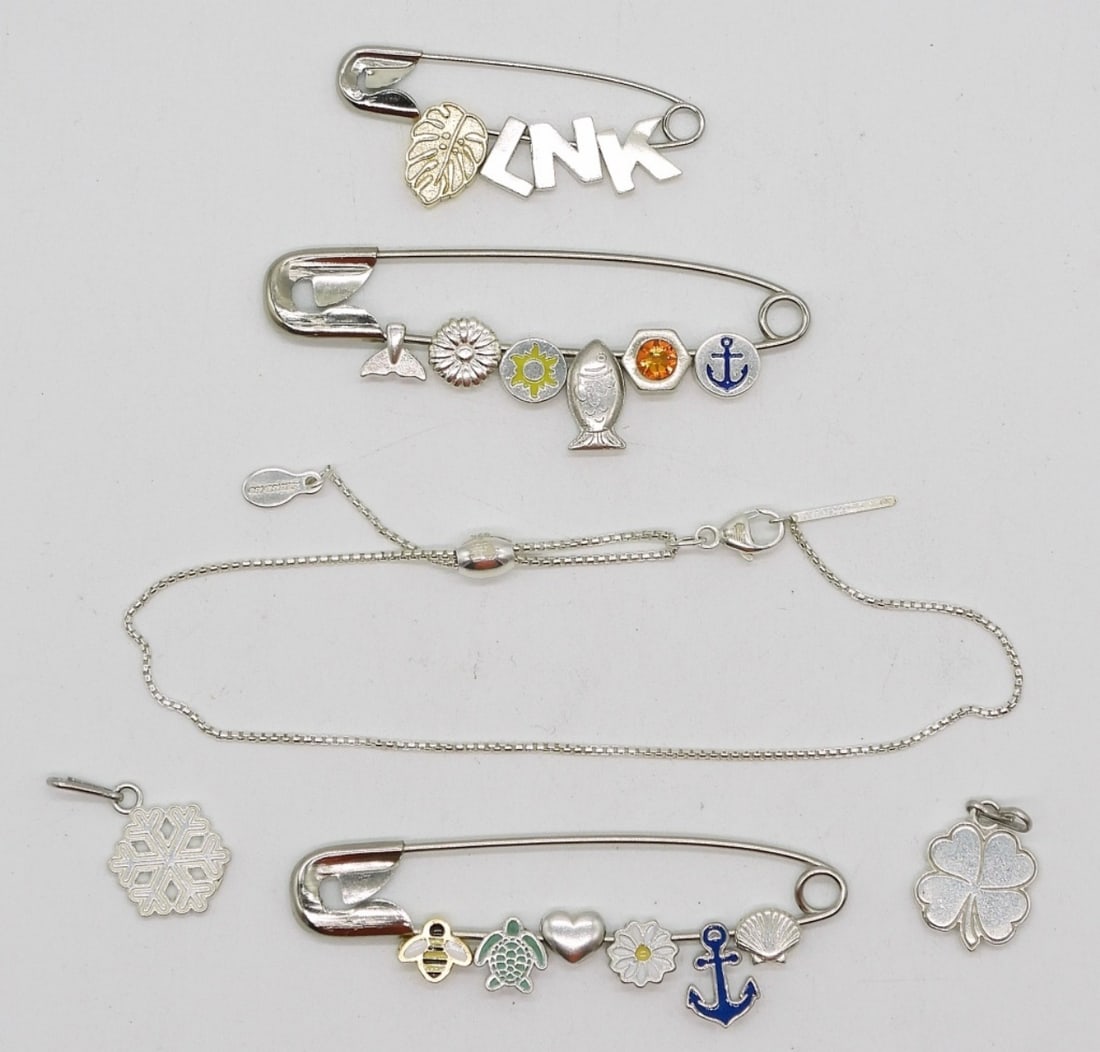 Alex & Ani Sterling Charm Bracelet & Charms: Alex & Ani, sterling bracelet & charms. 17 sterling Alex & Ani charms. Full adjustable sterling bracelet made for the charms. 9" max. (9.9 dwt)