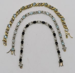 3 Sterling Gemstone Tennis Bracelets