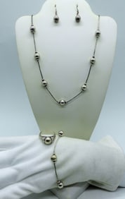 Sterling Ball Necklace, Ring & More Set