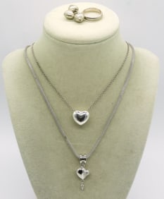Sterling Heart Necklaces & Ring