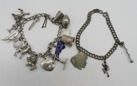 Two Sterling Charm Bracelets