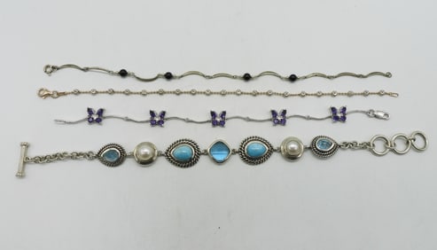 4 Amethyst, Larimar 925 Bracelets