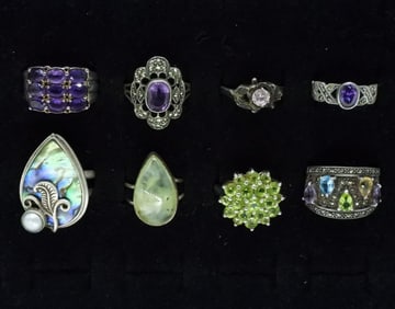 8 Sterling Gemstone Rings