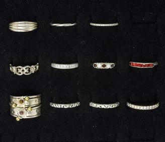 11 Sterling Rings, Some Gemstones