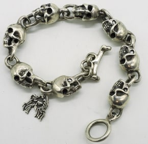 Sterling Skull Bracelet