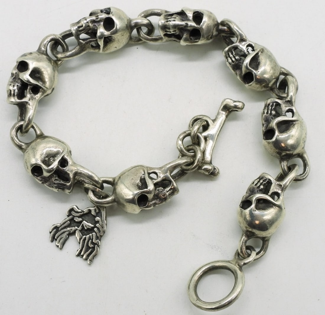 Sterling Skull Bracelet (1 of 3)