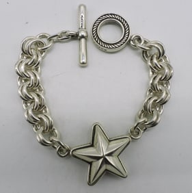 Heavy Sterling Star, Toggle Clasp Bracelet