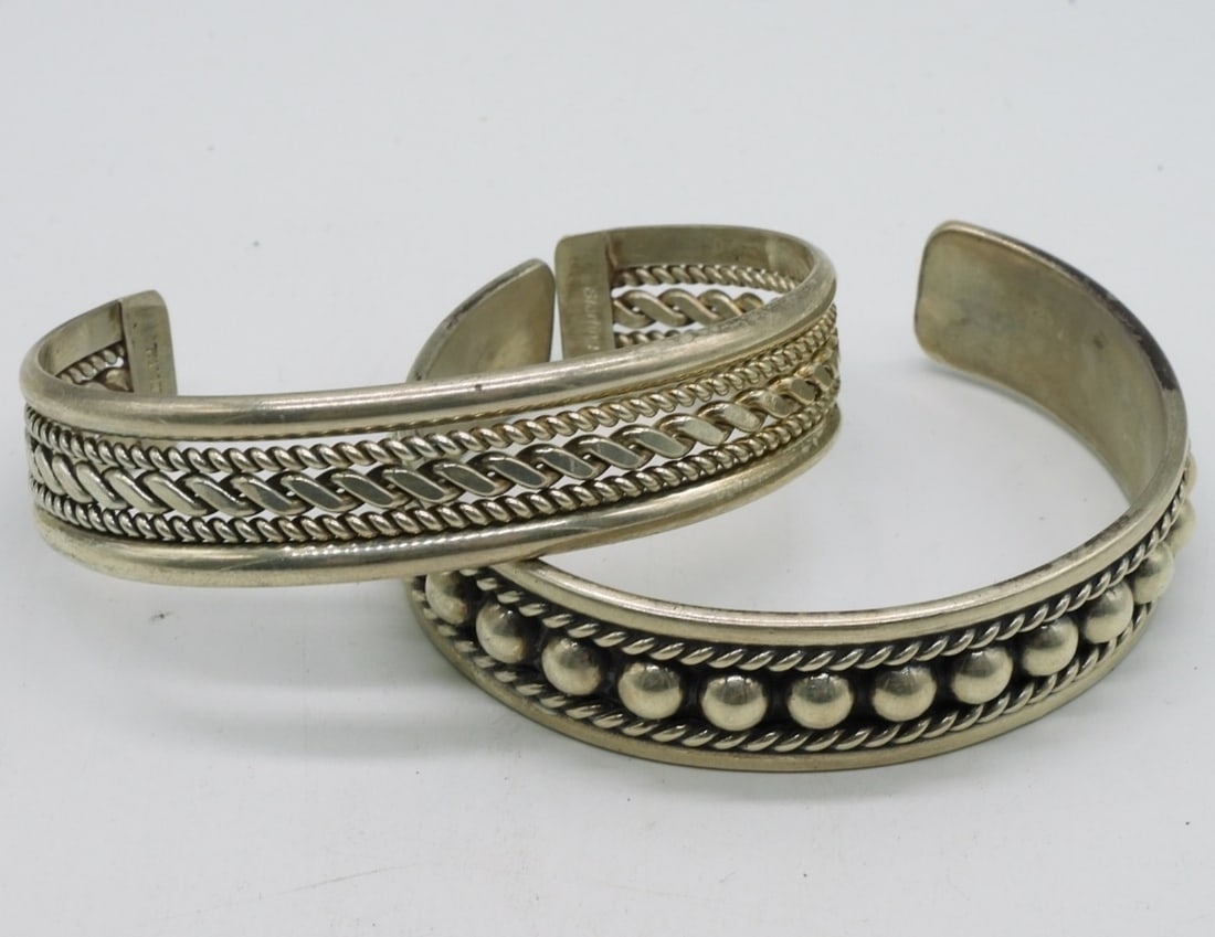 Two Sterling Cuff Bracelets: Two sterling cuff bracelets (39.5 dwt)