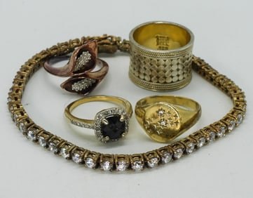 Gold Tone 925 Rings & Bracelet