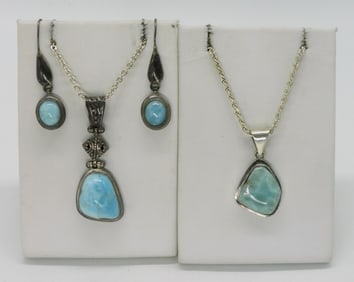 Larimar Sterling Necklaces & Earrings
