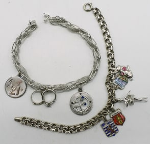 2 Vintage Sterling Charm Bracelets