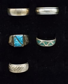 5 Sterling Turquoise Rings & Bands