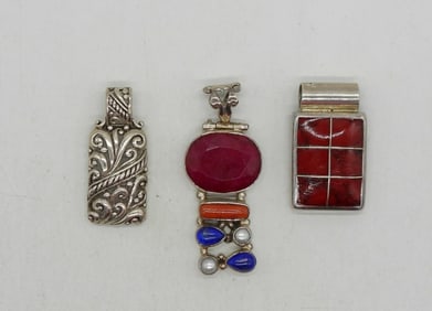 3 Large Sterling Fashion Pendants