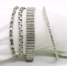 4 Simulated Diamond 925 Bracelets
