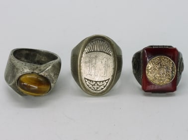 3 Mexico Silver Rings - Men's Sizes