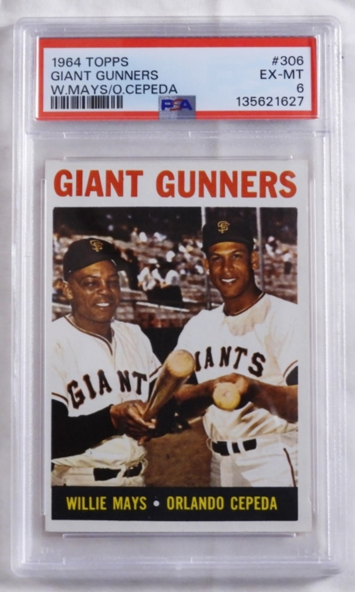 TOPPS 1964 Card Number 306 Giant Gunners: PSA Graded EX-MT 6