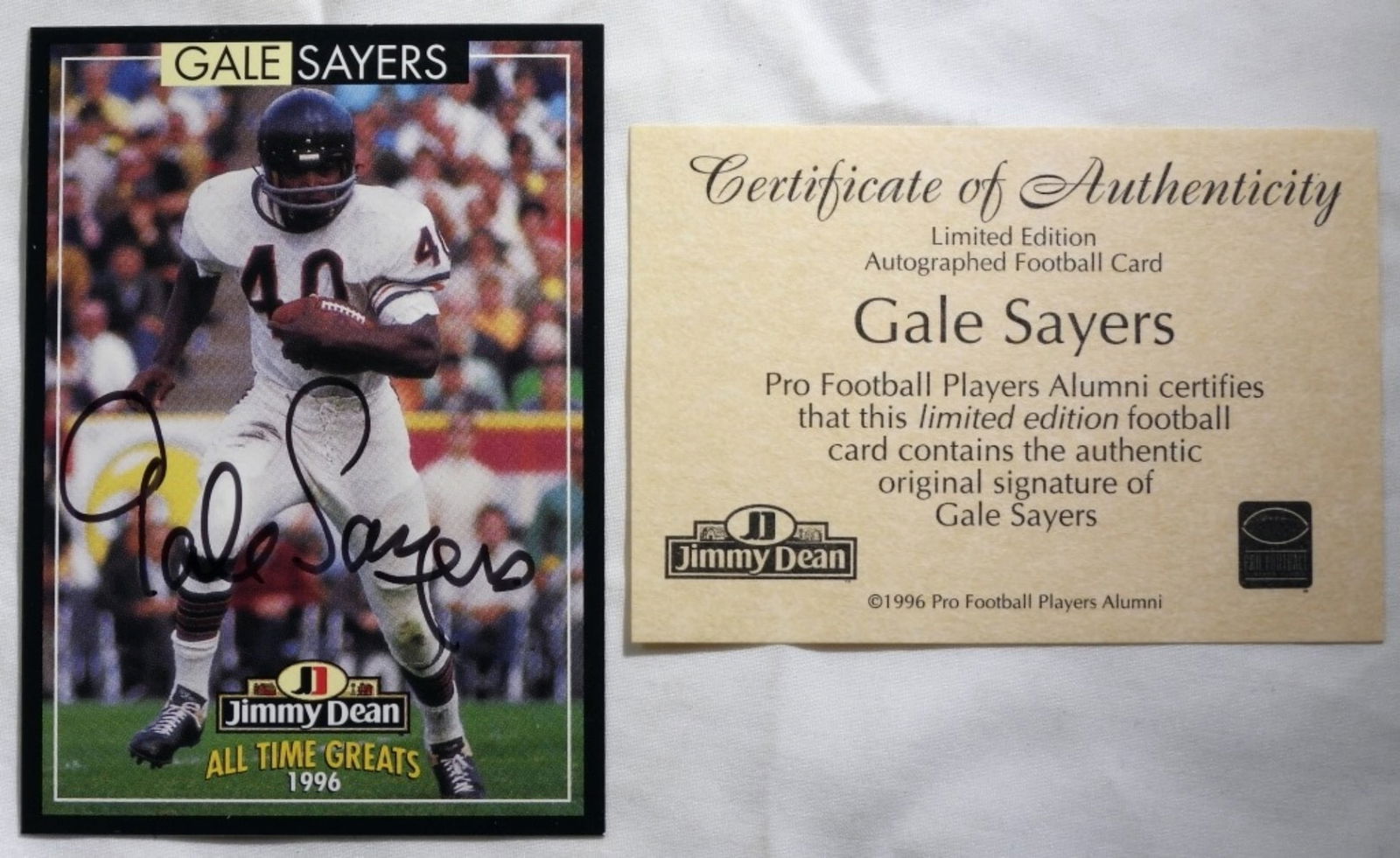 Gale Sayers Autographed Card (1 of 4)