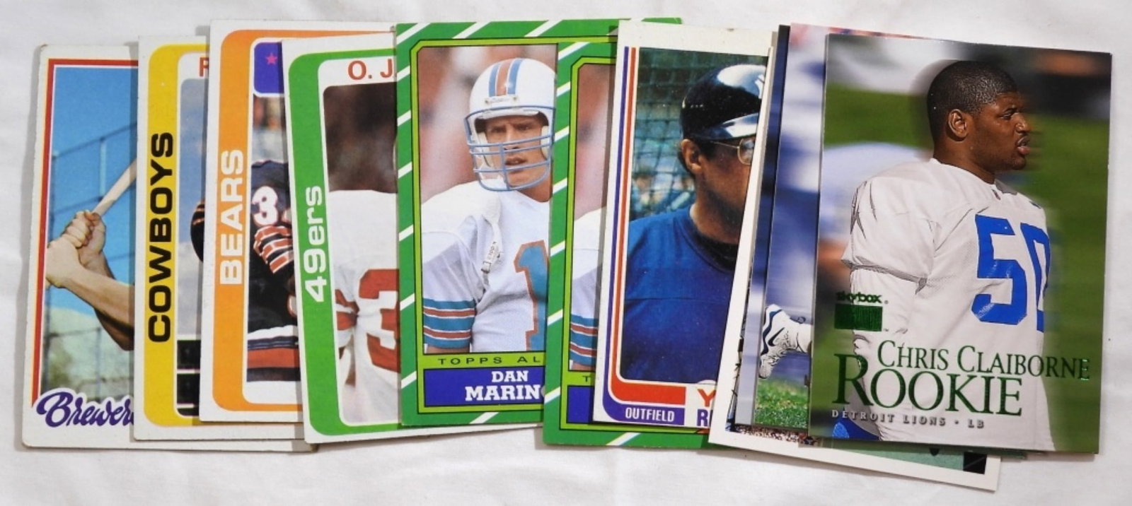(10) Football Cards (Upper Deck, TOPPS, Fleer): Unsearched, may have some duplicates, conditions will vary.