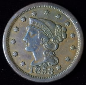 1853 Large Cent Braided Hair