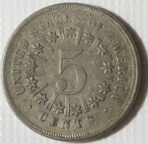 1867 Shield Nickel, With Rays